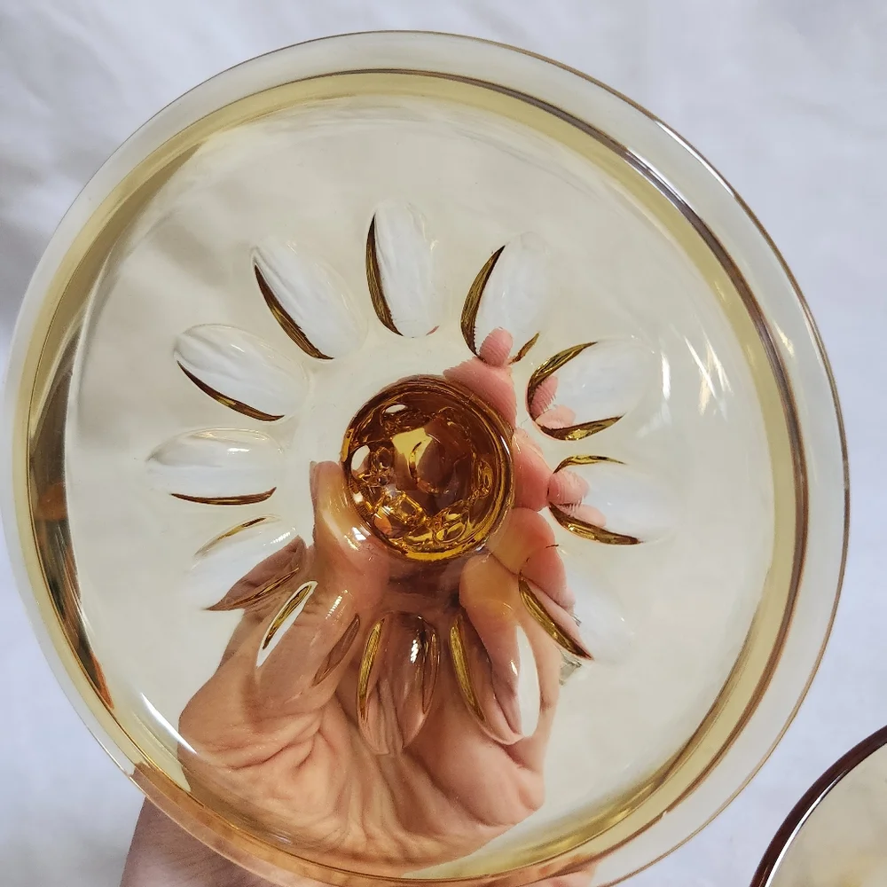 Vintage Amber Yellow Glass Candy Dish